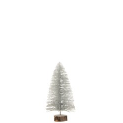 Sapin de Noël décoratif en plastique argent 15x15x30 cm