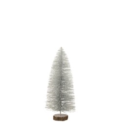 Sapin de Noël décoratif en plastique argent 17x17x40 cm