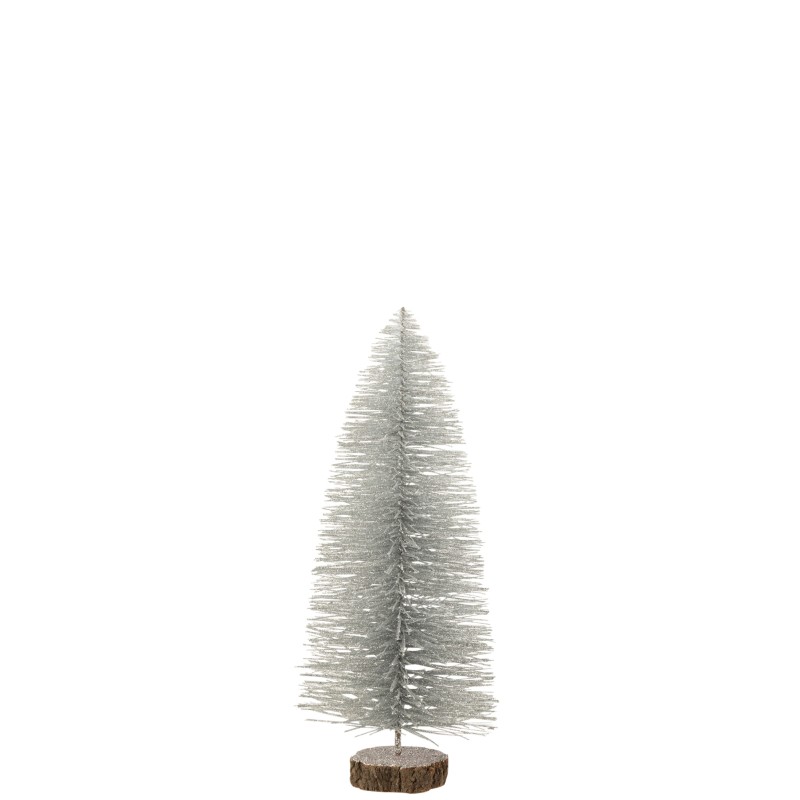 Sapin de Noël décoratif en plastique argent 17x17x40 cm