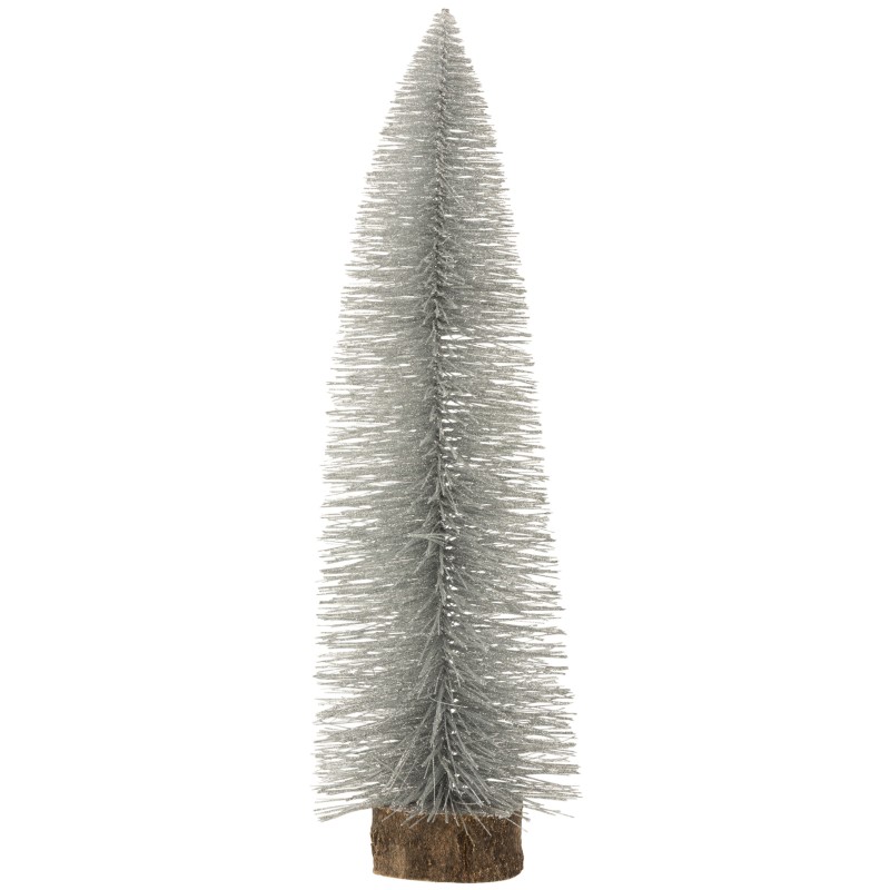 Árbol de navidad decorativo plástico brillos plata Alt. 61 cm