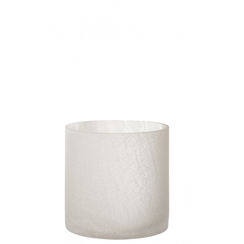 Photophore cylindrique en verre blanc 15x15x15 cm