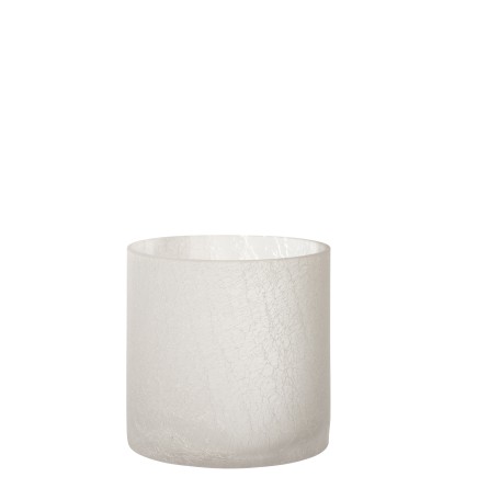 Photophore cylindrique en verre blanc 15x15x15 cm