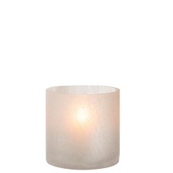 Photophore cylindrique en verre blanc 15x15x15 cm