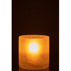 Photophore cylindrique en verre blanc 15x15x15 cm