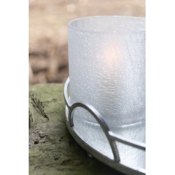 Photophore cylindrique en verre blanc 15x15x15 cm
