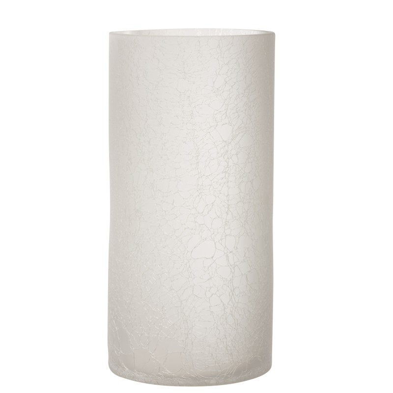 Castiçal cilíndrico em vidro branco 15x15x30 cm Castiçal cilíndrico em vidro branco 15x15x30 cm