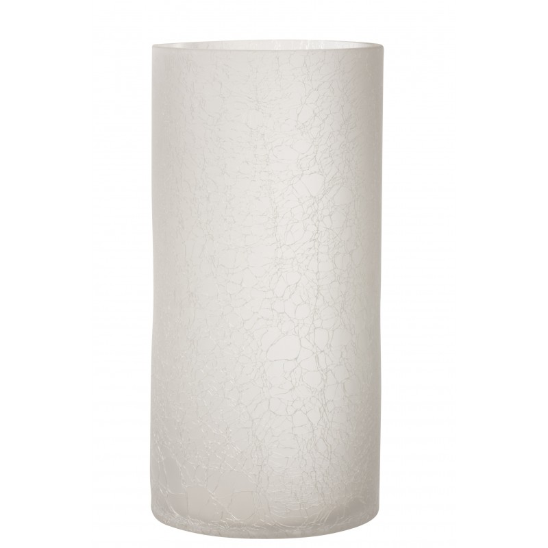 Photophore cylindrique en verre blanc 15x15x30 cm