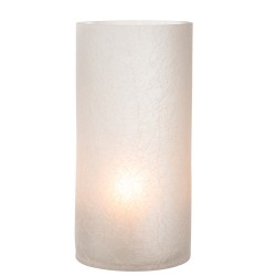 Photophore cylindrique en verre blanc 15x15x30 cm
