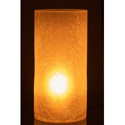 Photophore cylindrique en verre blanc 15x15x30 cm