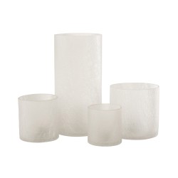 Photophore cylindrique en verre blanc 15x15x30 cm