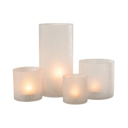 Photophore cylindrique en verre blanc 15x15x30 cm