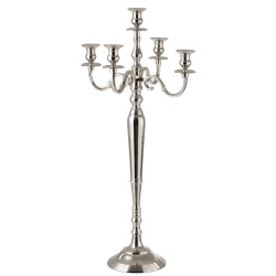 Candelabro 5 arms clásico aluminio plata Alt. 100 cm