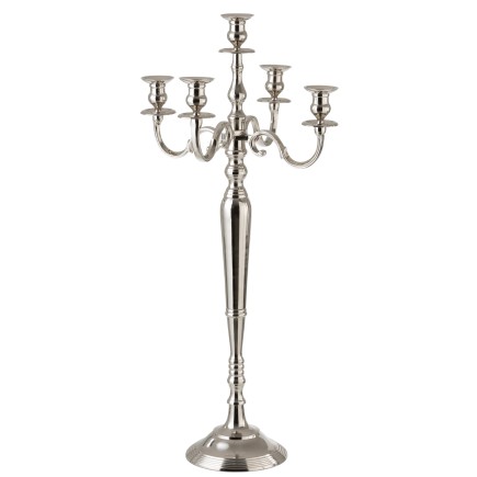 Chandelier 5 branches en aluminium argent 47x47x98 cm