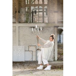 Chandelier 5 branches en aluminium argent 47x47x98 cm