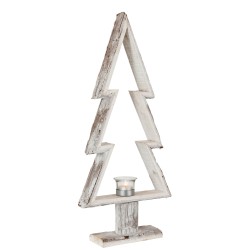 Photophore en bois blanc 27x8x63 cm