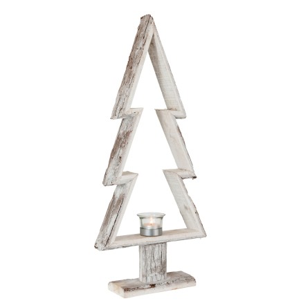 Photophore en bois blanc 27x8x63 cm