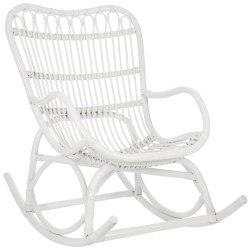 Fauteuil à bascule en bois blanc 110x70x97 cm