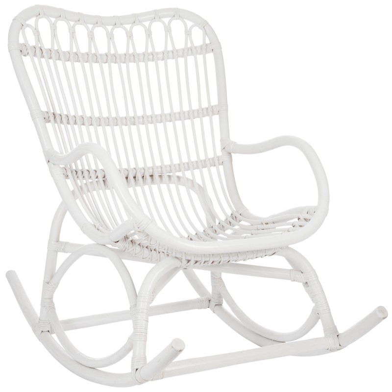 Fauteuil à bascule en bois blanc 110x70x97 cm