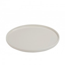 Assiette ronde à rebord en porcelaine blanche D28cm