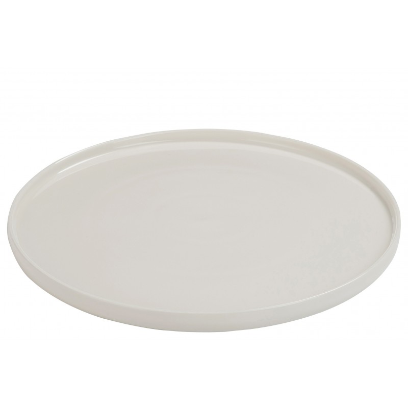 Assiette ronde à rebord en porcelaine blanche D31cm