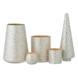 Arbre de Noël mosaïque en verre argent 13x13x41 cm