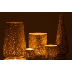 Arbre de Noël mosaïque en verre argent 13x13x41 cm
