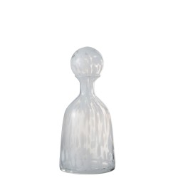 Bouteille deco avec bouchon verre transparent et blanc 31 cm