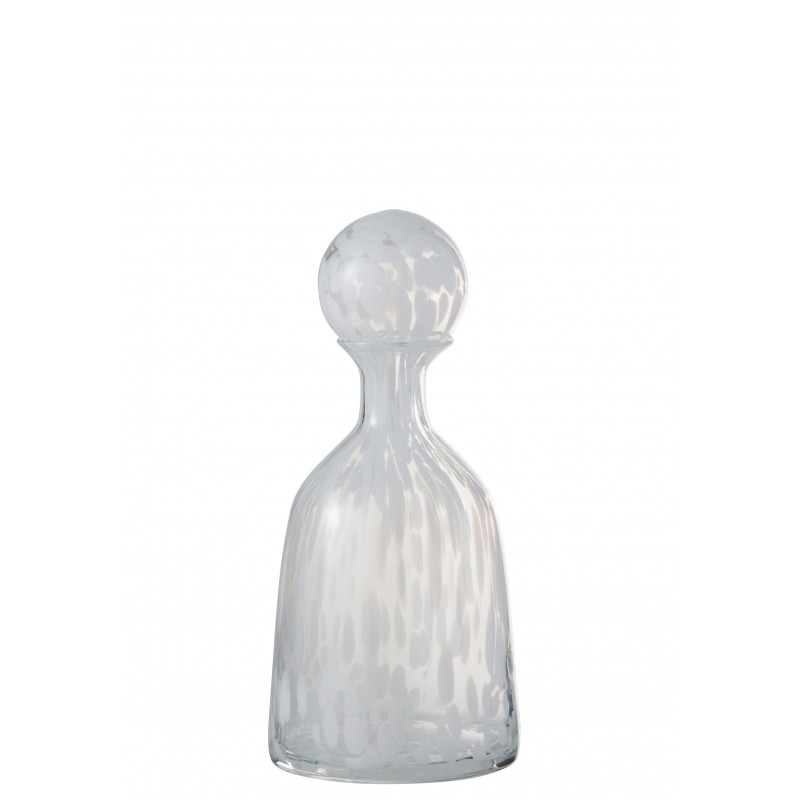 Bouteille deco avec bouchon verre transparent et blanc 31 cm