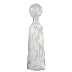 Bouteille deco avec bouchon verre transparent et blanc 42,5 cm
