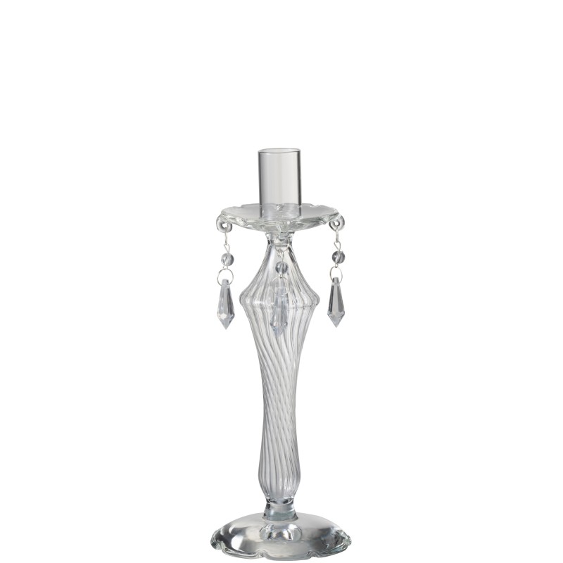Bougeoir en verre transparent 8.5x8.5x24 cm Bougeoir en verre transparent 8.5x8.5x24 cm