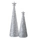 Cône de Noël lumineux avec étoile en verre argent 9.5x9.5x34.5 cm