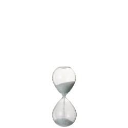 Sablier en verre paillettes blanc 20 cm