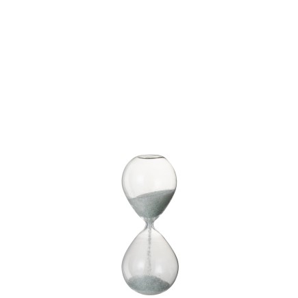 Sablier en verre paillettes blanc 20 cm