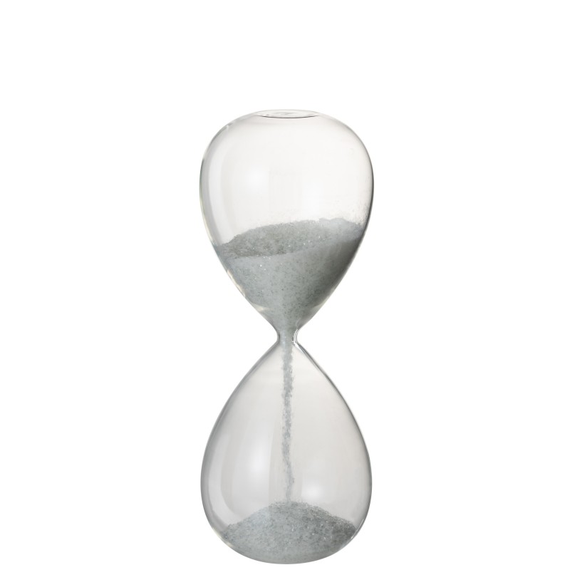 Sablier en verre blanc pailleté 33 cm