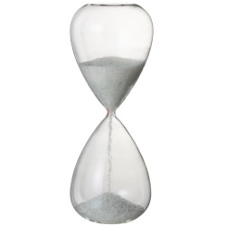 Reloj de arena perlas vidrio blanco extra Alt. 40 cm