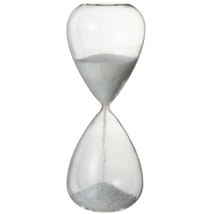 Reloj de arena perlas vidrio blanco extra Alt. 40 cm