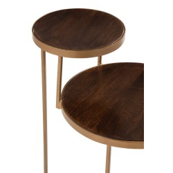 Console 2 niveaux en métal marron 45x36x72 cm