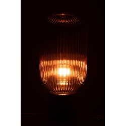 Lámpara de mesa Yufo largo vidrió/mármol rojo/negro Alt. 46 cm