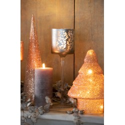 Cône de Noël en Verre Saumon 9,5x9,5x35,5cm