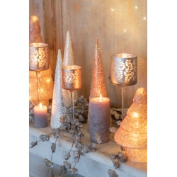 Cône de Noël en Verre Saumon 9,5x9,5x35,5cm