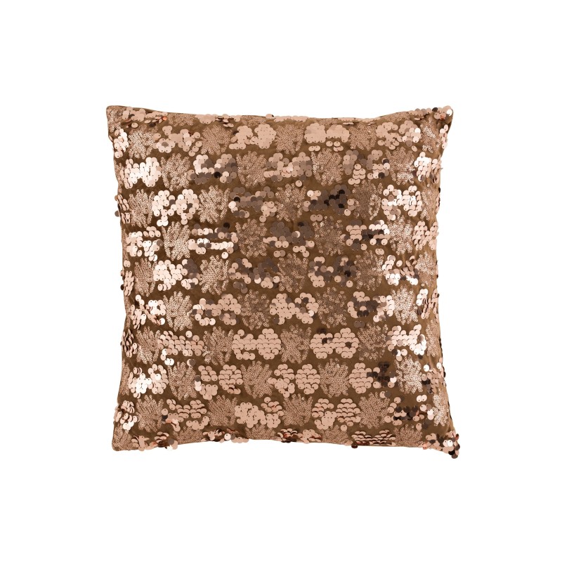Coussin sequins en velours marron et bronze 45x45cm