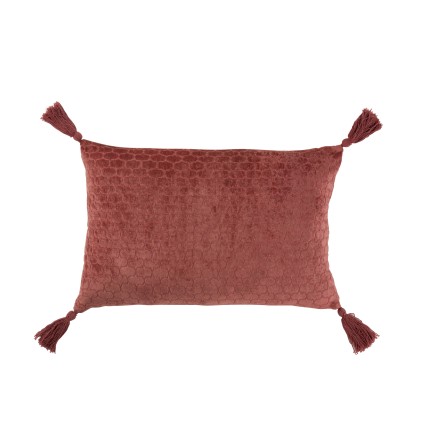 Cuscino rettangolare con motivo in cotone rosso 60x40cm