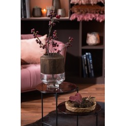 Vase cylindrique en bois et en verre marron 23x23x31 cm
