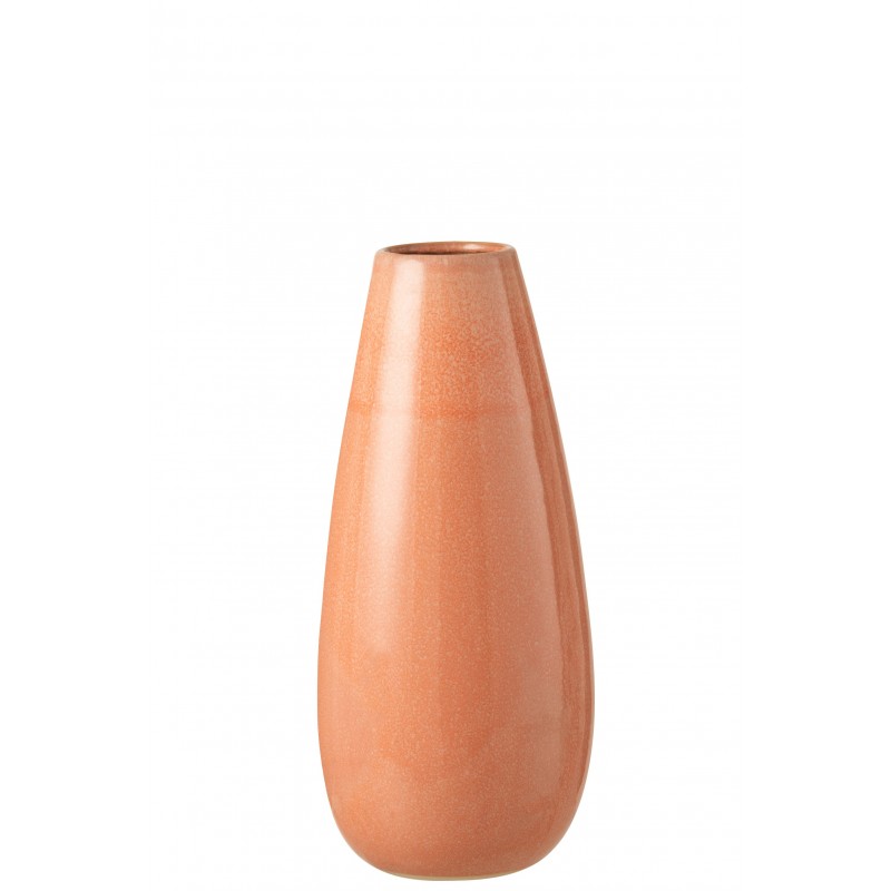 Vase haut en céramique orange 22x22x48 cm