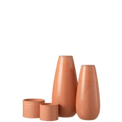 Vase haut en céramique orange 22x22x48 cm