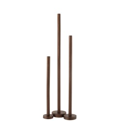 Lot de 3 chandeliers en métal marron 15x15x103 cm