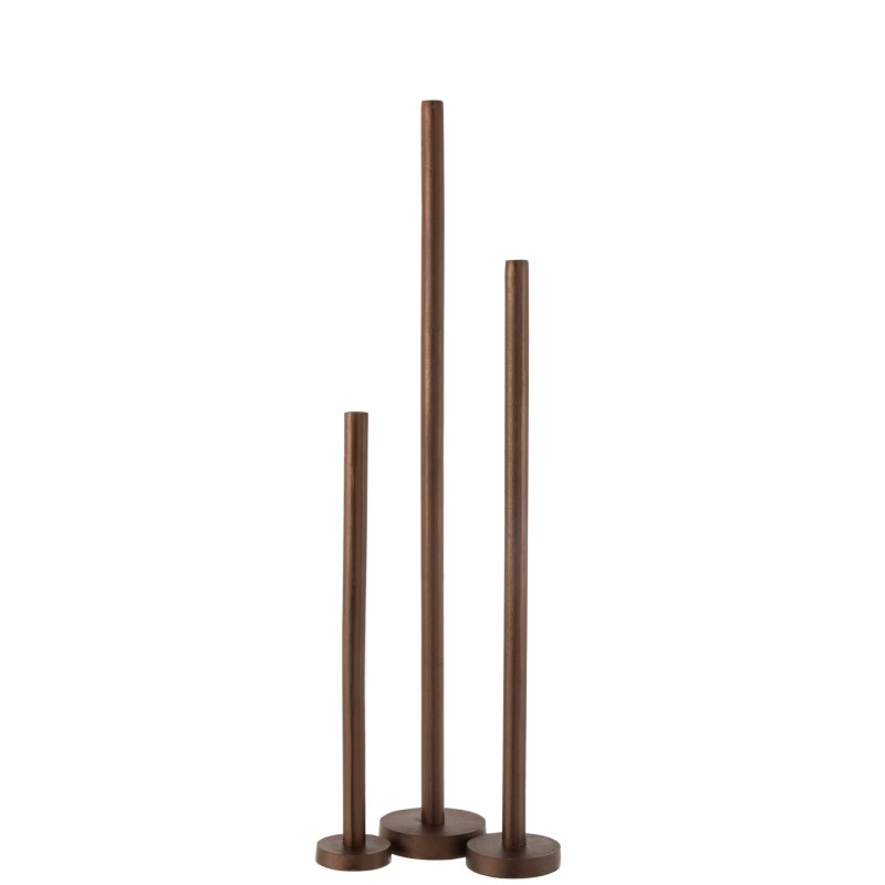 Lot de 3 chandeliers en métal marron 15x15x103 cm