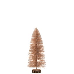 Albero di Natale decorativo in plastica rosa dorato 15x15x39 cm