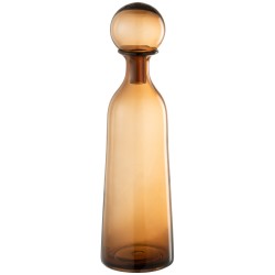 Botella + tapón liso decorativo alto cristal marrón Alt. 44 cm