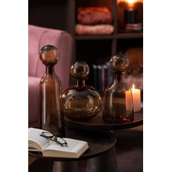 Bouteille décorative avec bouchon en verre marron 11x11x44 cm